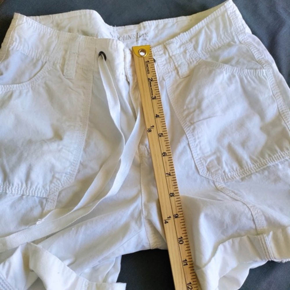 St John's Bay White Cargo Drawstring Roll Tab Beach Resort Preppy Shorts Women 4 - Picture 9 of 11